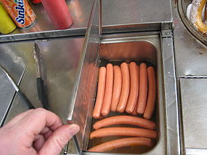 Hot dogs in heated water - NYC Hot dog cart - ...