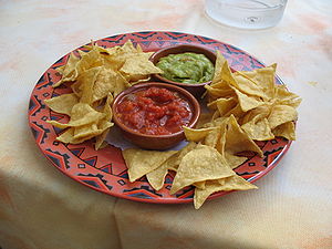 Tortilla Chips, salsa, and guacamole