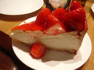 English: A slice of Strawberry Cheesecake from...