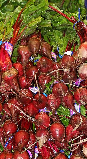 Beetroots at a grocery store