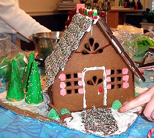 A gingerbread house made in December 2003, pho...