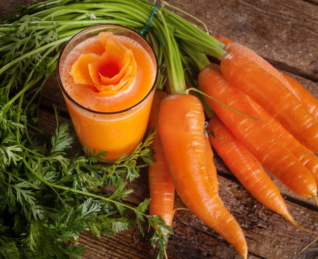 Fresh Carrot Juice Glass With Fresh Organic Carrots