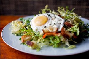 salad with an egg