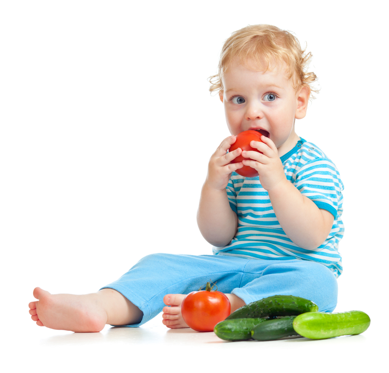 child eating healthy food isolated